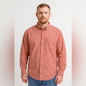 IZOD Men's Nantucket Red Casual Button Down Cotton Shirt Size XXL EUC #850